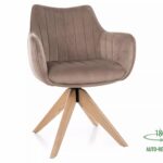Krzesło obrotowe welurowe AZALIA D Velvet - dąb/ciemny beżowy Bluvel 40