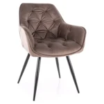 Krzesło welurowe pikowane CHERRY Velvet - cappuccino