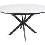 Stół okrągły rozkładany GASTON CERAMIC 100/135x100 - biały/czarny