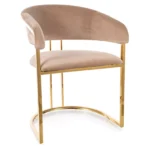 Krzesło tapicerowane welurowe TULIPE Velvet - beżowy Bluvel 28
