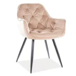 Krzesło welurowe pikowane CHERRY Velvet - beż Bluvel 28
