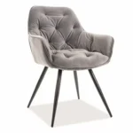Krzesło welurowe pikowane CHERRY Velvet - szary Bluvel 14