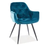Krzesło welurowe pikowane CHERRY Velvet - turkusowy Bluvel 85