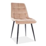 Krzesło welurowe pikowane CHIC Velvet - beżowy Bluvel 28