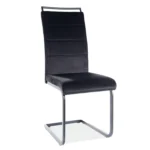 Krzesło na płozie welurowe H441 Velvet - czarny/czarny