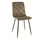 Krzesło welurowe pikowane JERRY Velvet - oliwkowy Bluvel 77