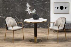 MORATA stół okrągły, biały marmur / czarny / złoty (3p=1szt)